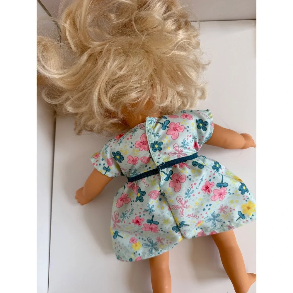 Corolle Baby Doll Girl Blonde Blue Floral Dress‎ Scented Soft Body Toy pretend